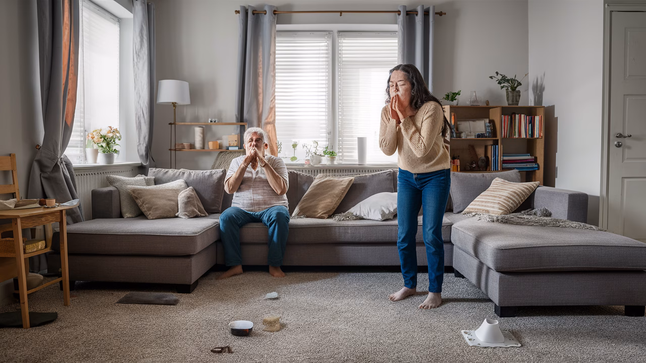 Home allergens to identify before renovations Allergy awareness in dusty living room