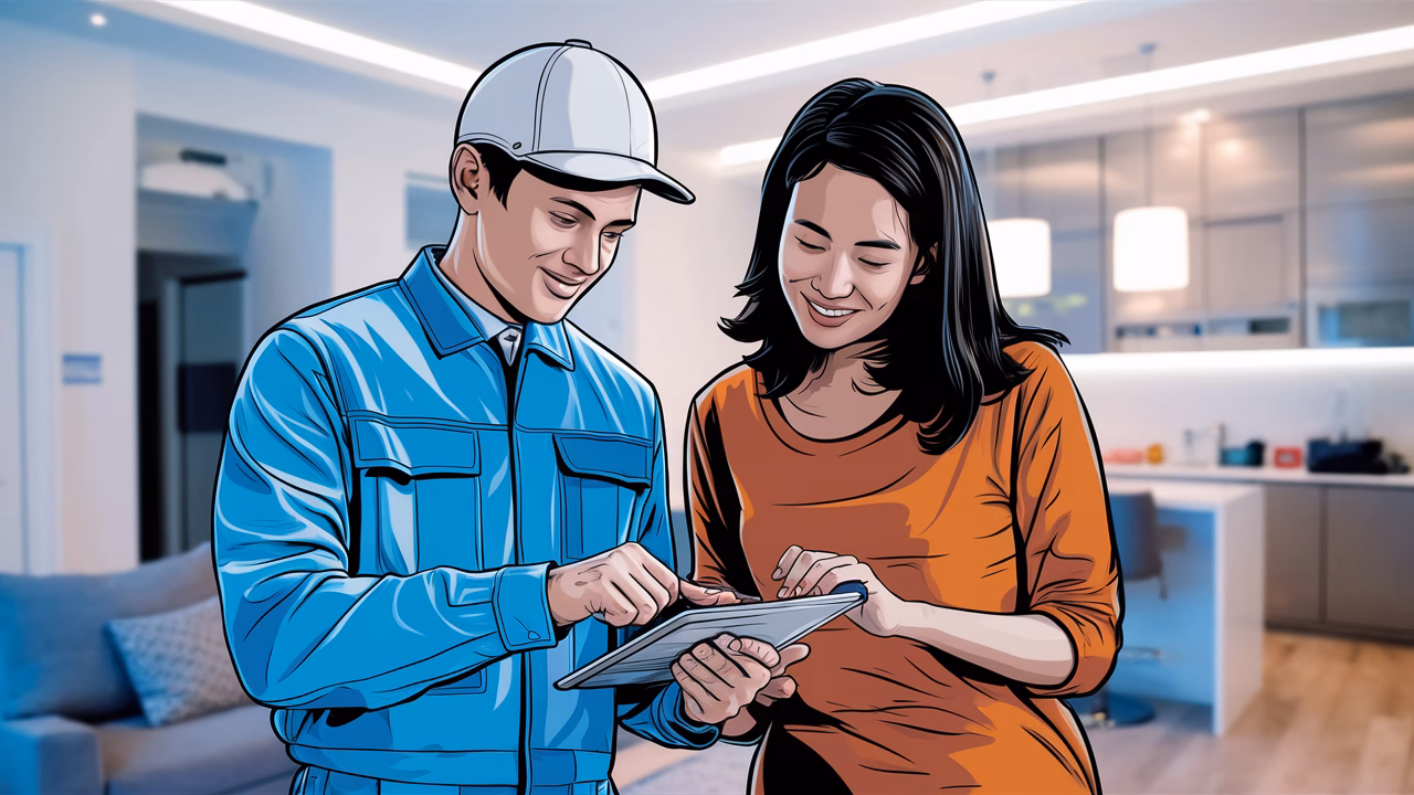 Expert Electrical Contractor Consultation Professional electrician explaining HDB electrical services