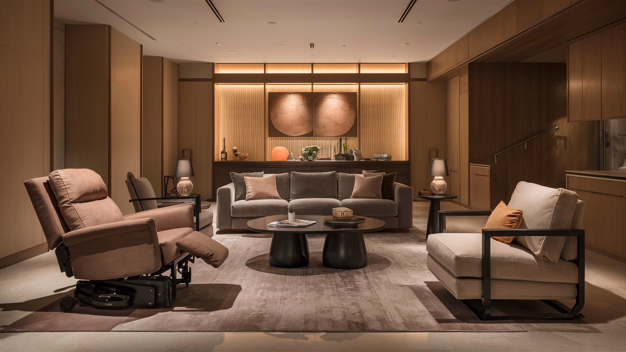 Accessible furniture layout Accessible furniture in modern living room