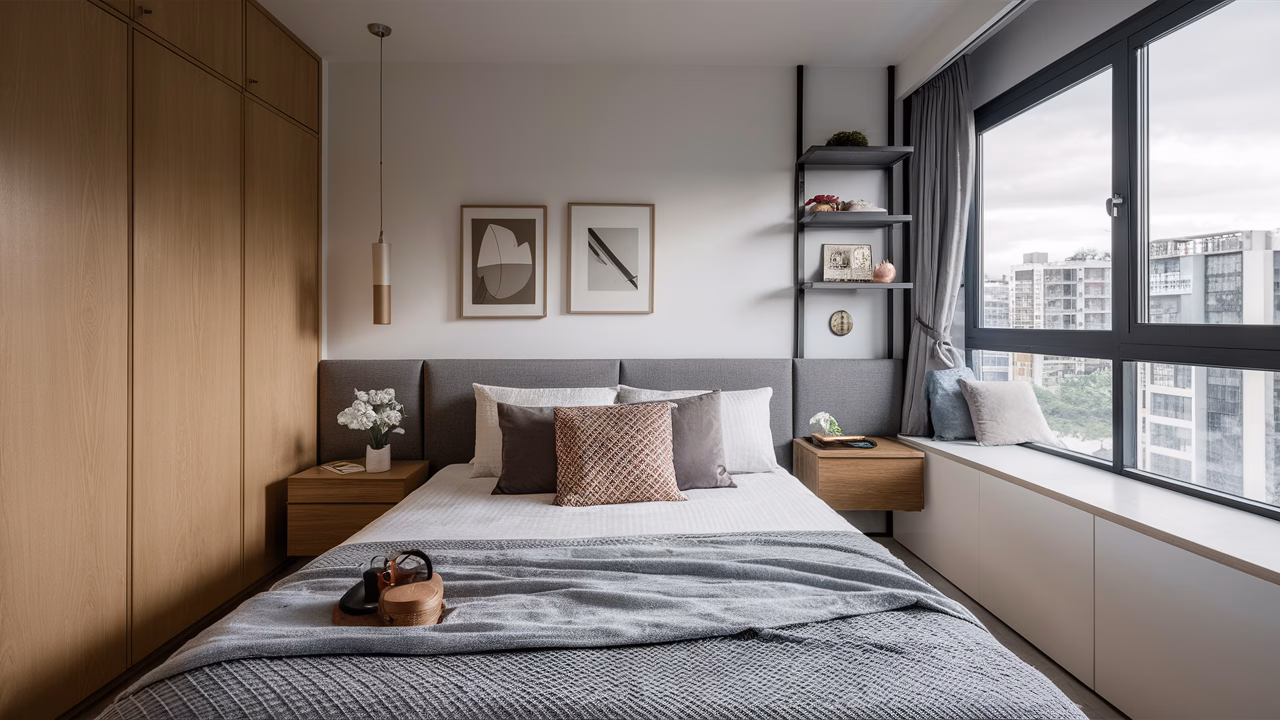 Creative small bedroom ideas Nightstand alternatives for HDB bedrooms