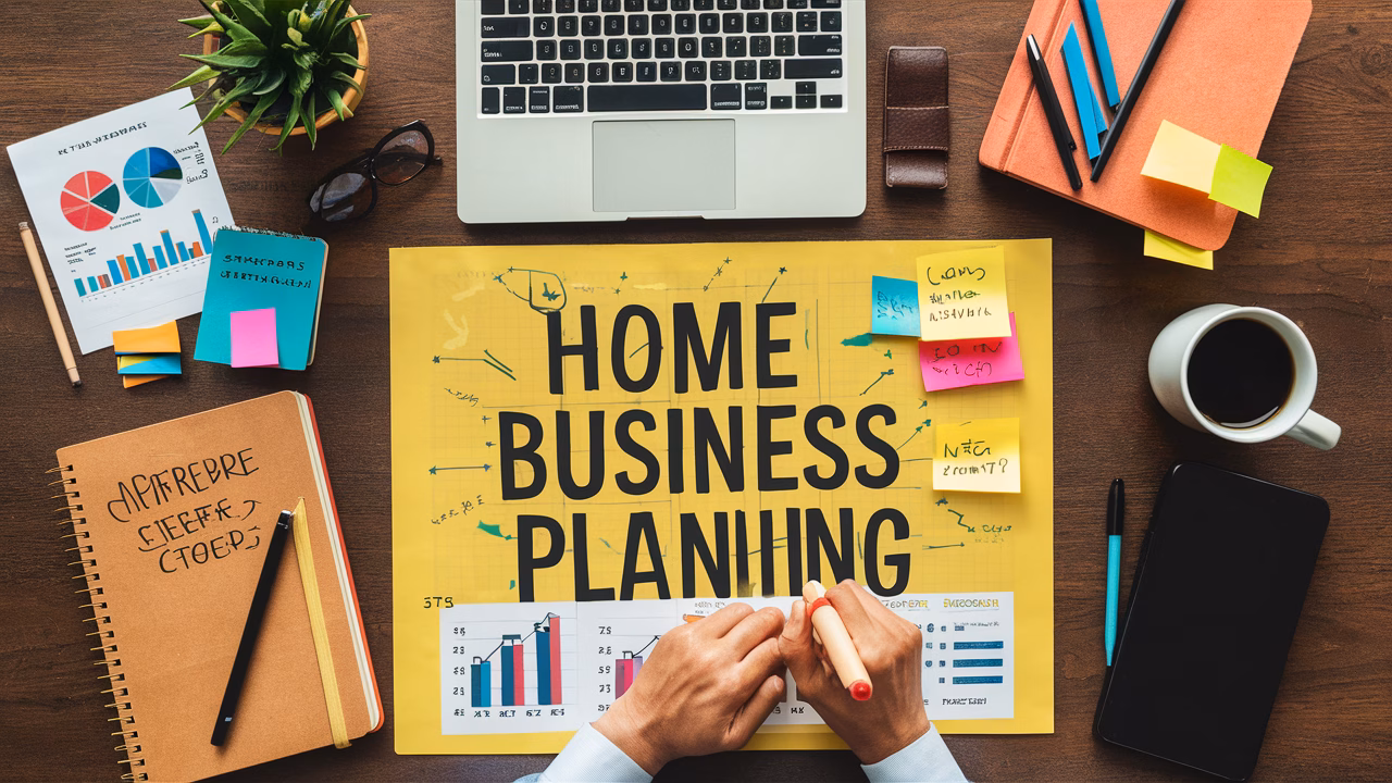 Business planning on home desk Business planning on home desk