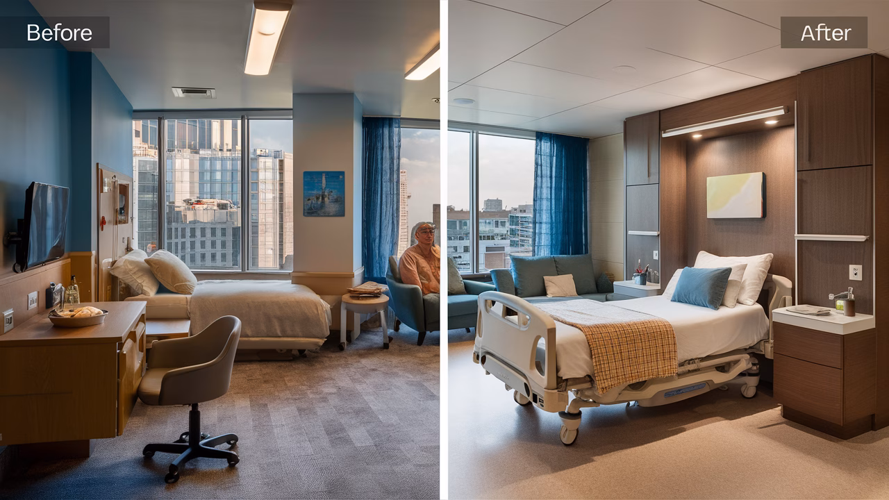 Room upgrade before and after comparison Hospital Renovation Before and After