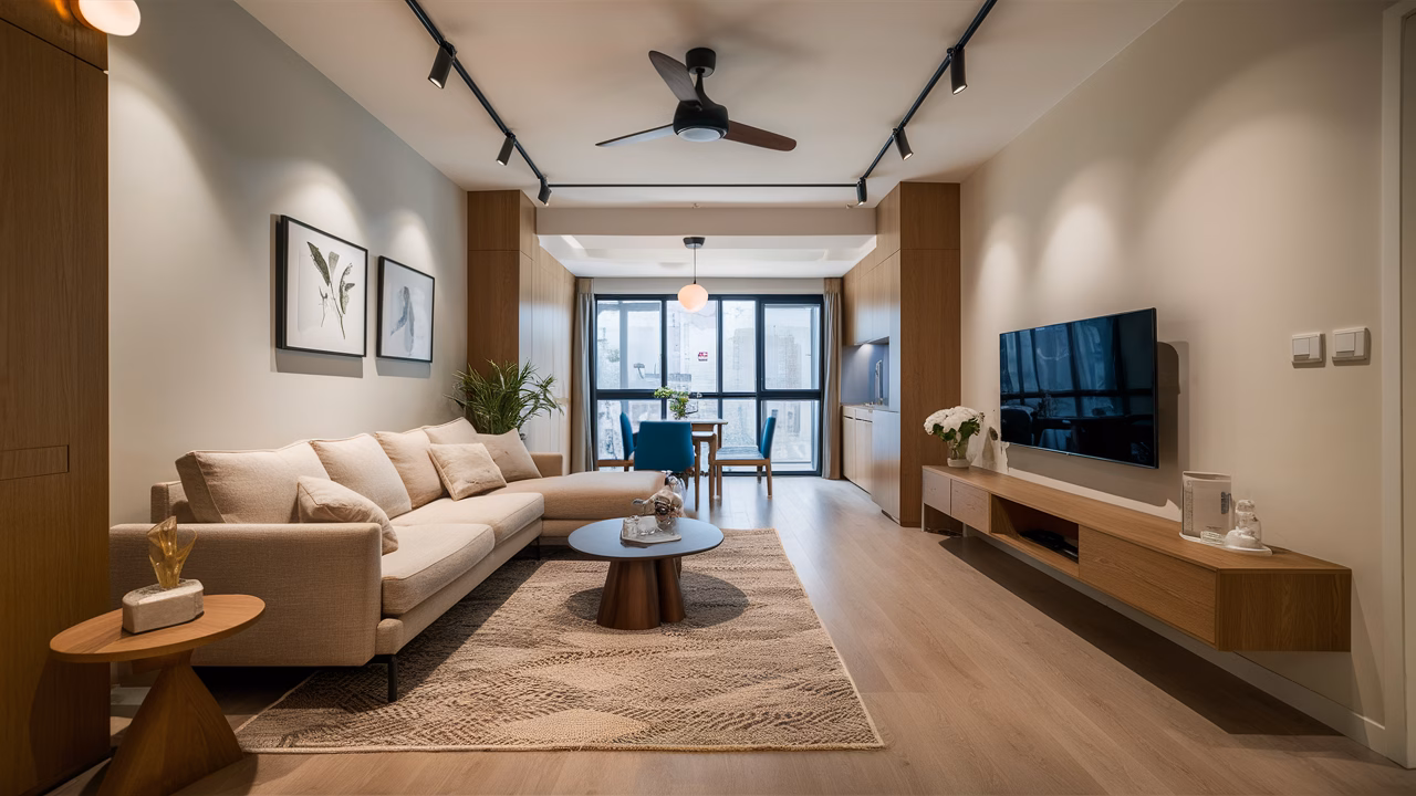 Complete living room renovation finished Decorated home living space renovation