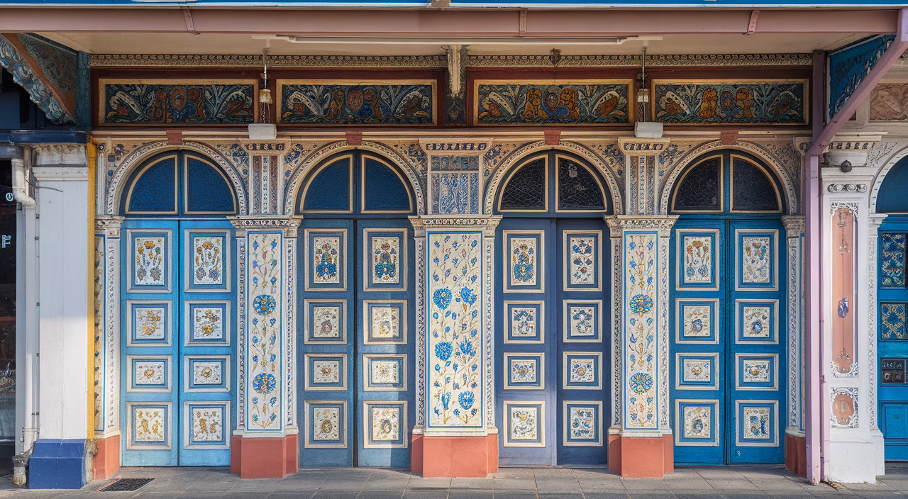 Peranakan tile history in architecture Vintage Peranakan tile panel